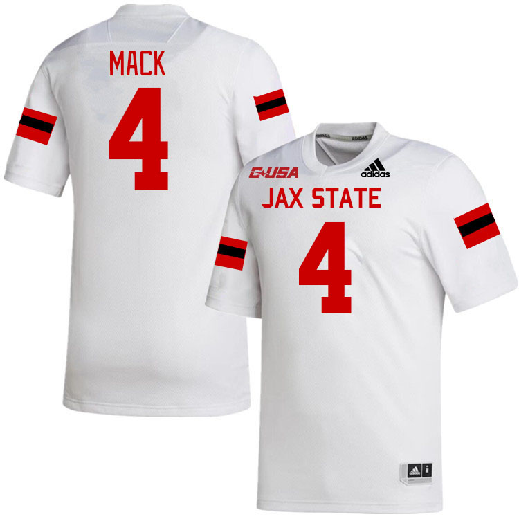 #4 Jabari Mack Jacksonville State Gamecocks College Football Jerseys Stitched-White